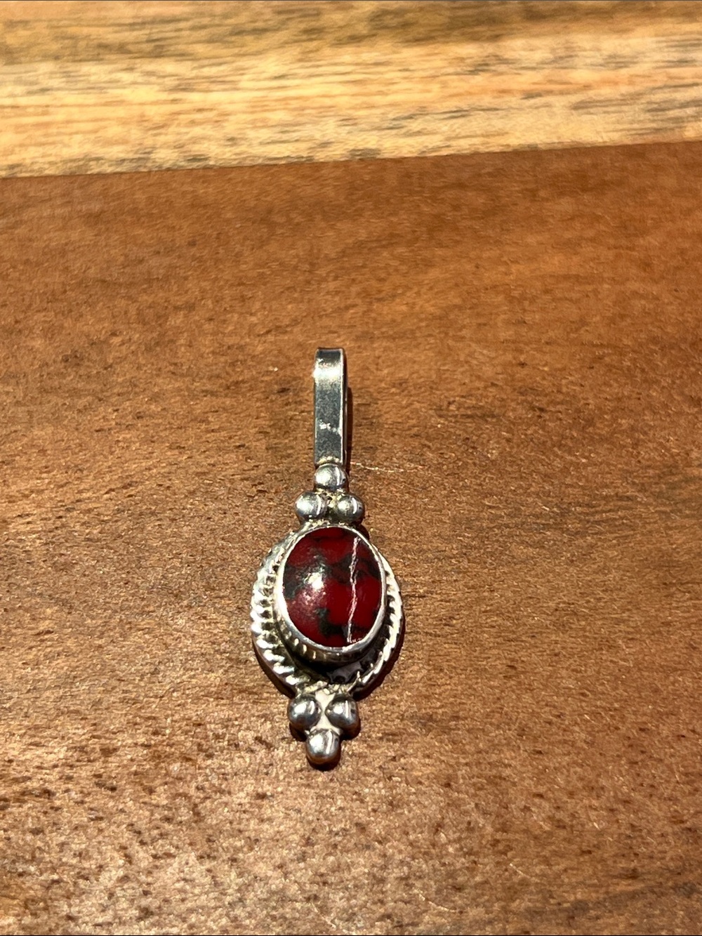 Sterling Silver Pendant Necklace Charm with Jasper Center Stone